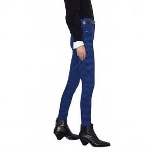Zara Gingham Leggings pull on  plaid Blue/Black Size M